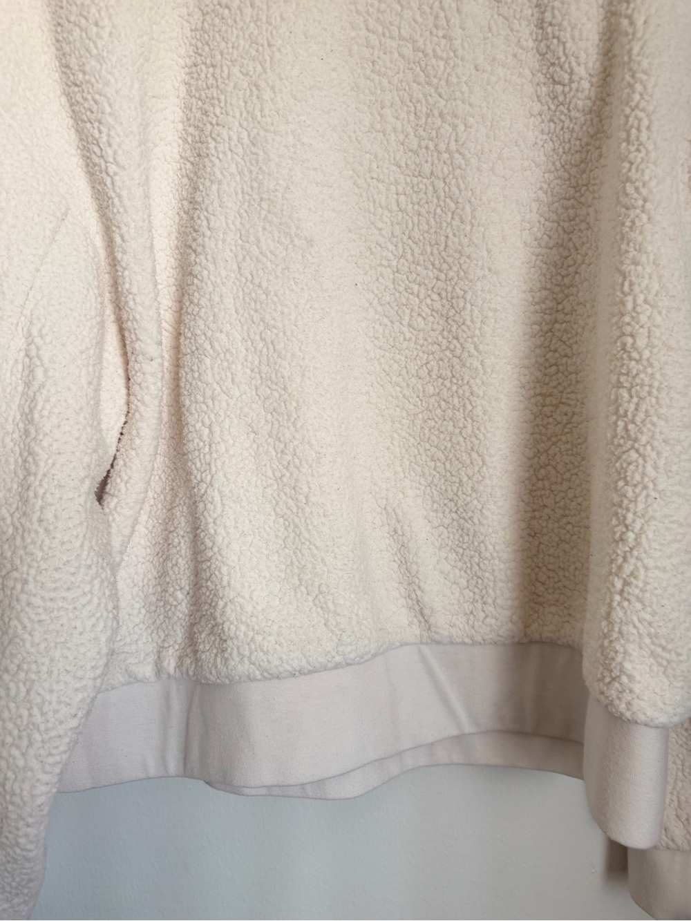 ALO Yoga Sherpa Cozy Sweater Half Zip Pullover Women Large Cream - Picture 9 of 10